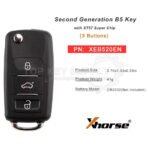Xhorse Super Remote Flip Key B5 Style 3 Button XEB520EN With XT57B Super Chip - Image 3